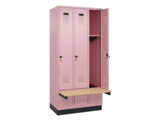 locker met bank,HxBxD 1950x900x815mm,3vak,vak B 300mm,draaigrendel - 1