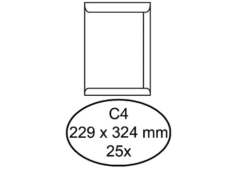Envelop Hermes Akte C4 229x324mm Wit Gegomd pak à 25 stuks