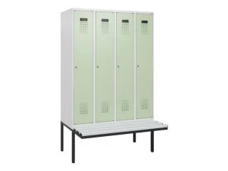 locker met bank,HxBxD 1950x1200x815mm,4vak,vak B 300mm,cilinderslot - 2