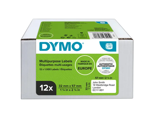 Etiquette Dymo LabelWriter multifonctionnelle amovible 32x57mm 12 roul