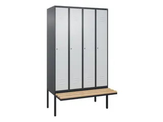 locker met bank,HxBxD 2120x1200x815mm,4vak,vak B 300mm,cil.-slot - 1