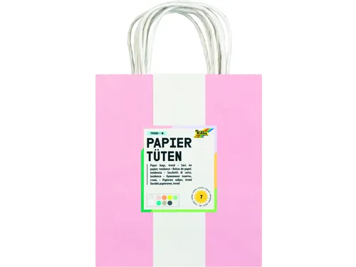 Tas met handvat Folia kraftpapier 110gr 18x21x8cm set à 7 kleuren