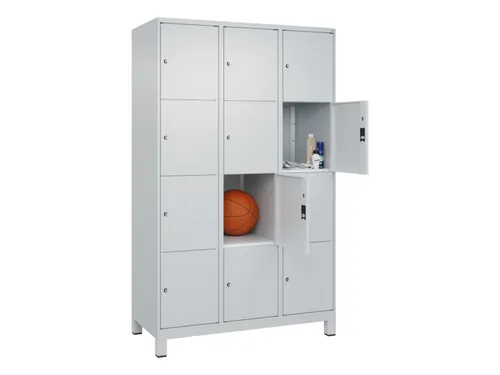lockerkast,HxBxD 1950x1200x500mm,3x4vakken,vak B 400mm,cil.-slot