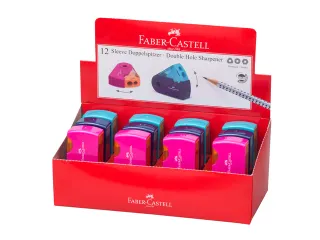 puntenslijper Faber-Castell "Sleeve" assorti kleuren 2-gaats display a - 1