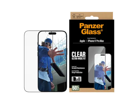 PanzerGlass Screen Protector iPhone 17 Pro Max | Ultra-Wide Fit w.