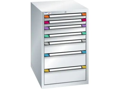 ladekast,HxBxD 1000x605x695mm,7lade(n),cil.-slot,RAL7035,front RAL7035
