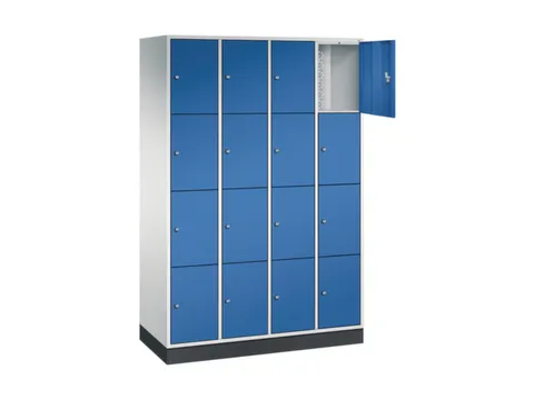 lockerkast,RAL 7035/RAL 5010,HxBxD 1950x1220x500mm,4x4vakken,cil.-slot