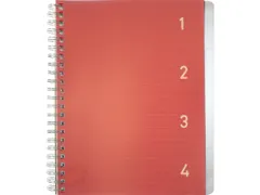 Cahier à spirales Kangaro ligné 4 intercalaires A5 rouge 4pcs