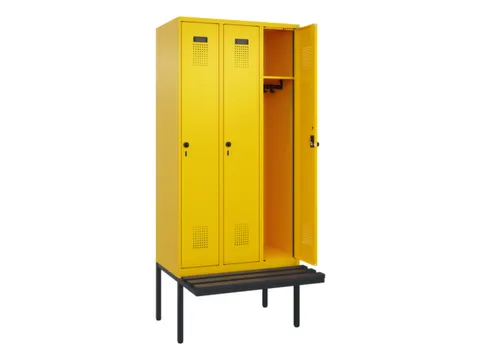 locker met bank,HxBxD 2120x900x815mm,3vak,vak B 300mm,draaigrendel