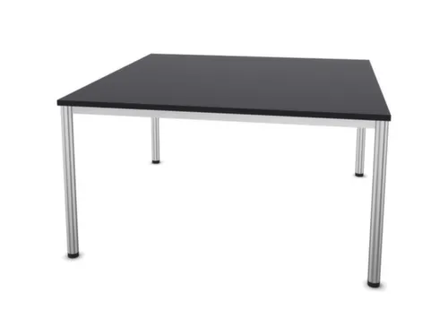 Vergadertafel Hxbxd 74x140x140cm 4-poots Ronde Buis Aluzilver Cc-zwart