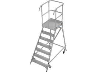 bordestrap,verrijdbaar,bordes H 1,7m,7treden,aluminium,4zwenkwielen - 1