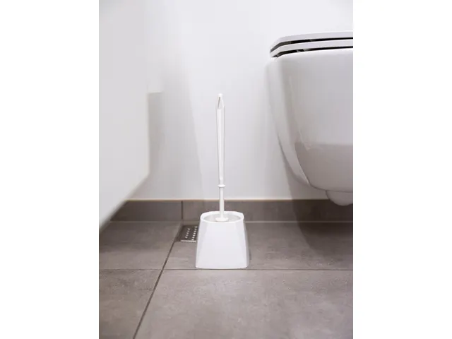 Brosse de toilette Classic avec support carré blanc