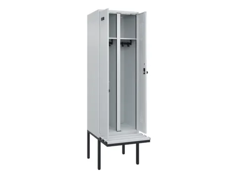 locker met bank,voor scheiding van kleding,HxBxD 2120x600x815mm,2vak