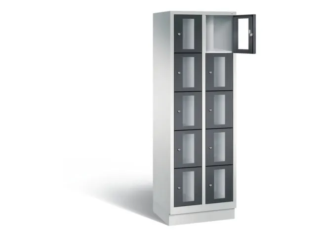 Lockerkast 1800x610x500mm 2x5 vakken Cilinderslot, Sokkel, RAL7021