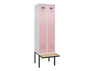locker met bank,HxBxD 2120x600x815mm,2vak,vak B 300mm,cilinderslot - 2