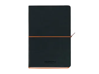 Notitieboek Aurora Tesoro A5 192blz lijn 80gr zwart oranje - 2