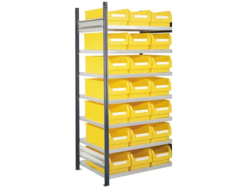 Bakkensteling 2000x1000x600mm 21bakken PE geel vakl. 125kg eenzijdig