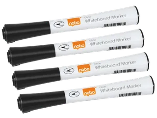 Viltstift Nobo whiteboard Glide fijn zwart 1mm 4st - 1