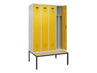 locker met bank,voor scheiding van kleding,HxBxD 2120x1200x815mm,4vak - 1