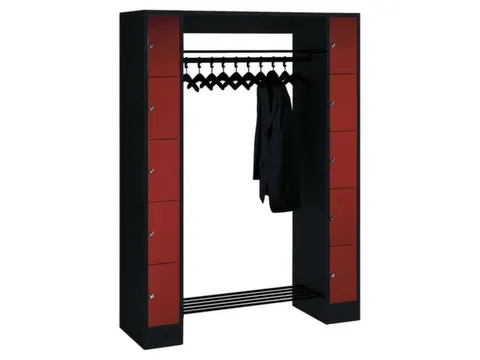 locker met kapstok,HxBxD 1950x1430x480mm,romp RAL7016,front RAL7016