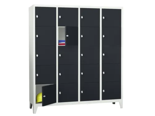lockerkast,HxBxD 1850x1600x500mm,4x5vakken,RAL7035,front RAL7016