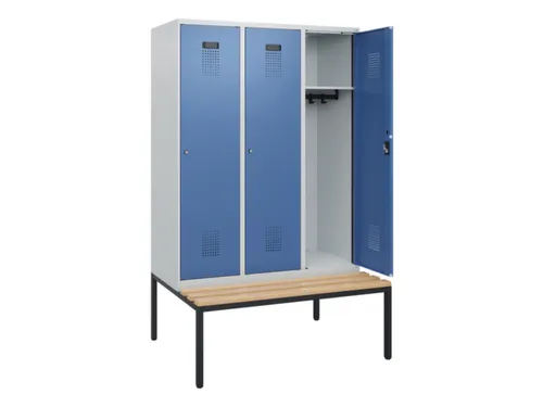 locker met bank,HxBxD 1950x1200x815mm,3vak,vak B 400mm,cilinderslot