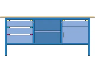 werkbank,HxBxD 845x2000x700mm,multiplexblad,RAL7035,front RAL7035 - 1