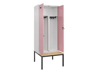 PBM-locker met bank,HxBxD 2120x800x815mm,2vak,vak B 400mm,draaigrendel - 1