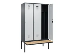 locker met bank,voor scheiding van kleding,HxBxD 2120x1200x815mm,3vak