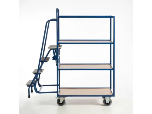 Orderverzamelwagen 990x590mm Totale H 1900mm 4 Etages Hout Ral5010