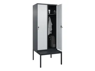 locker met bank,HxBxD 2120x800x815mm,2vak,vak B 400mm,draaigrendel - 3