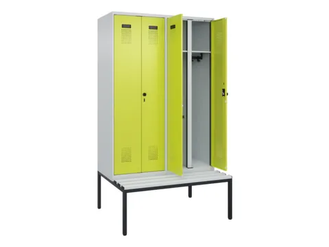 locker met bank,voor scheiding van kleding,HxBxD 2120x1200x815mm,4vak