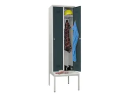 locker met bank,HxBxD 2150x600x500mm,2vak,RAL7035,front RAL7016