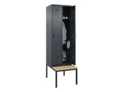 locker met bank,HxBxD 2120x600x815mm,2vak,vak B 300mm,draaigrendel