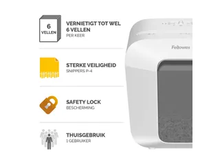 Papiervernietiger Fellowes LX25 4x37mm wit - 9