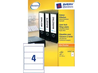Rugetiket Avery Zweckform breed 61x192mm zelfklevend wit L4761-100 - 4