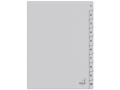 Tabblad ECO Kangaro A4 cijfers 180 grams grijs karton 4-gaats 10-delig