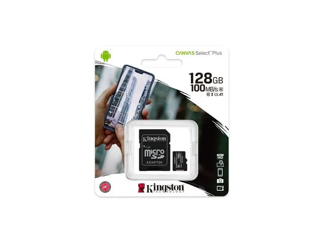 Micro SD kaart Kingston Canvas Select Plus 128GB inclusief SD adapter