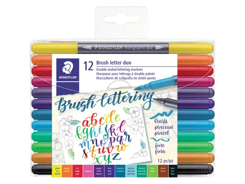 Brushpen Staedtler 3004 lettering duo 0.5-6mm blister à 12st ass