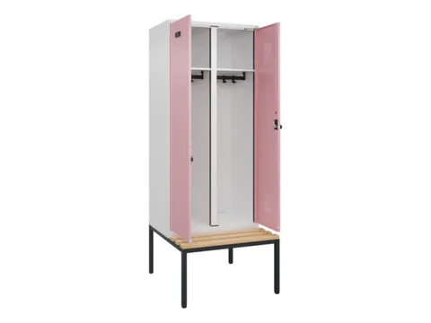 locker met bank,voor scheiding van kleding,HxBxD 2120x800x815mm,2vak