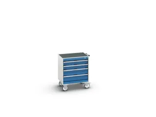 ladekast verrijdbaar 780x650x525mm 4laden romp RAL7035 front RAL5010 - 7