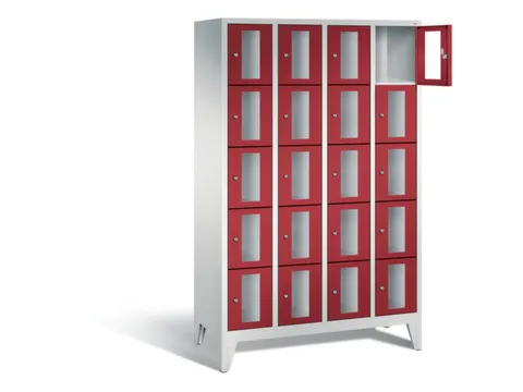 Lockerkast 1850x1190x500mm 4x5 vakken Cilinderslot Poten, RAL3003