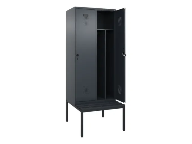 locker met bank,voor scheiding van kleding,HxBxD 2120x800x815mm,2vak