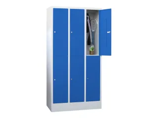 lockerkast HxBxD 1850x900x500mm 3x2 vakken RAL7035 front RAL5010 - 1