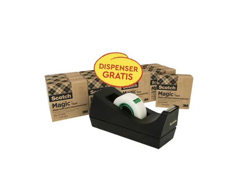 Plakband Scotch Magic 810 19mmx33m transparant 14 rollen + houder