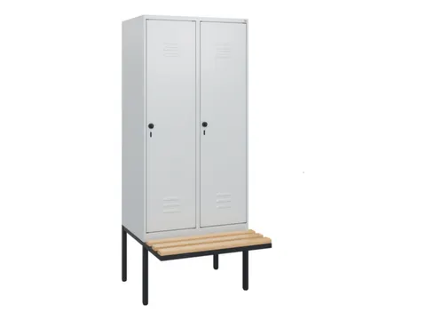 locker met bank,HxBxD 1950x800x815mm,2vak,vak B 400mm,draaigrendel