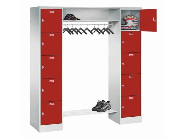 personeelsgarderobe draaigr. 1950x1700x500mm 2x5 vakken 400mm RAL3000