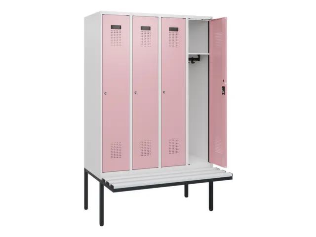 locker met bank,HxBxD 1950x1200x815mm,4vak,vak B 300mm,cilinderslot