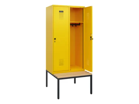 locker met bank,HxBxD 1950x800x815mm,2vak,vak B 400mm,draaigrendel