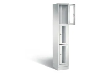 Lockerkast 1800x320x500mm 1x3 vakken Cilinderslot, Sokkel, RAL7035 - 1